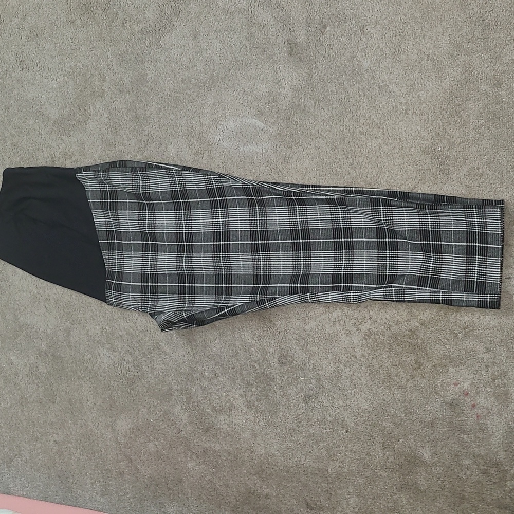 Isabel Maternity Black & White Houndstooth Plaid Cropped Pants NWOT size 14